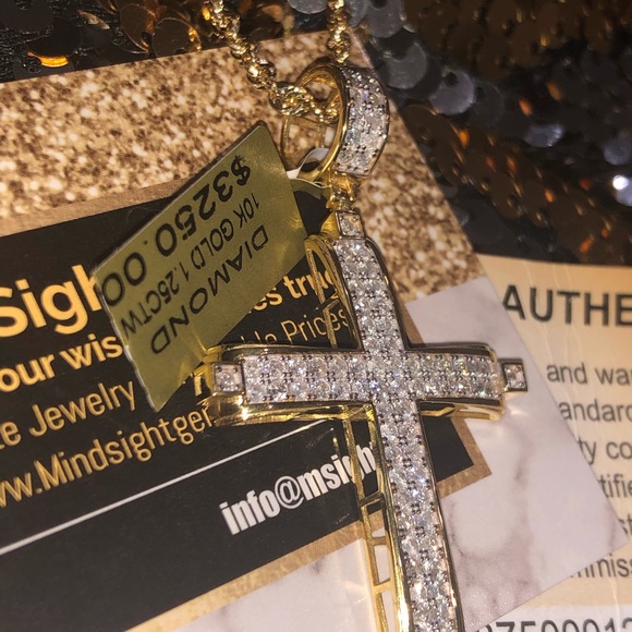 10k solid gold, real diamond cross, genuine diamond, free appraisal NOT plated! - Picture 8 of 9